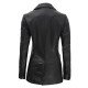 Dimension Women Double Breasted Black Leather Blazer