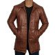 Tan Mens Distressed Leather Coat