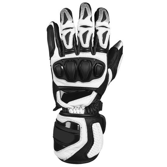 Motorcycle Racing Leather Gloves Black White