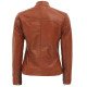 Brown Cafe Racer Leather Jacket Women