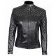 Womens Cafe Racer Real Leather Quilted Jacket