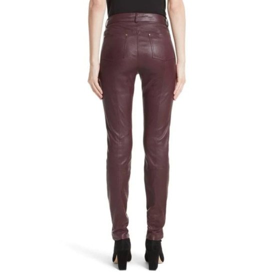 Leather Straight Leg Trouser In Brown