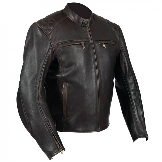 Modi Motorcycle Brown Leather Jacket