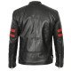 Hunter Leather Jacket with Red Stripes
