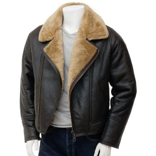 Mens sheep hot sale leather jacket