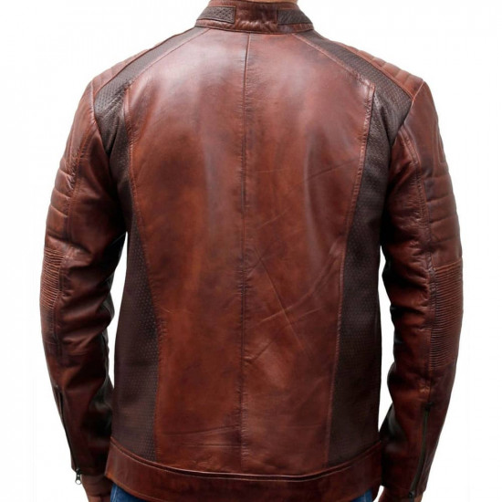 Cafe Racer Motorcycle Leather Jacket Brown