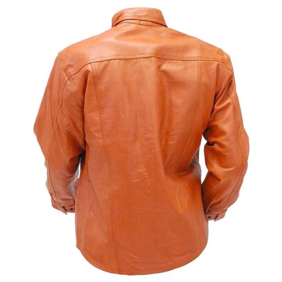 Waxy Distressed Light Brown Leather Shirt