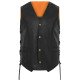 Braided Leather Waistcoat Vest Black Side Laced