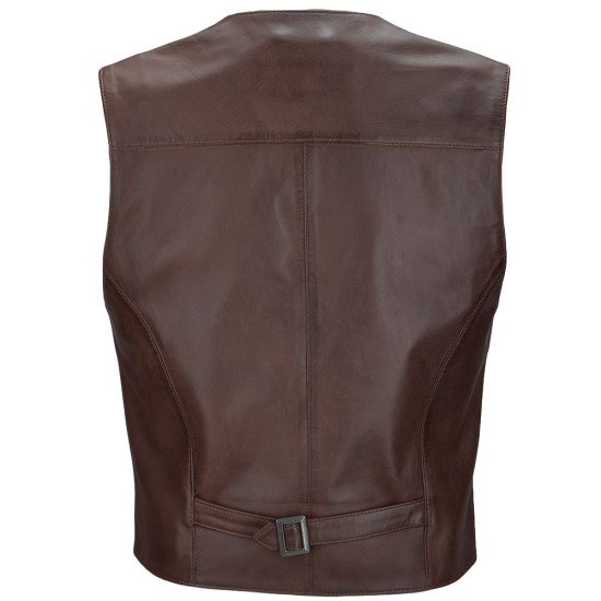 Leather Waistcoat Mid Brown