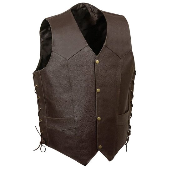 Side Laces Retro Brown Vest Embroidered