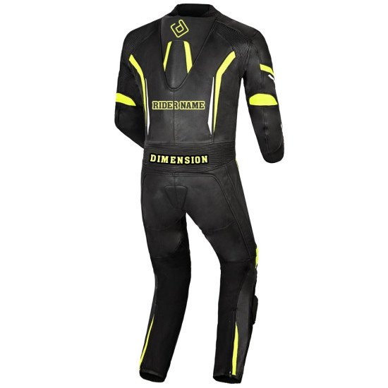 Dimension Leathers 1 PC Motorcycle Suit Black/Yellow