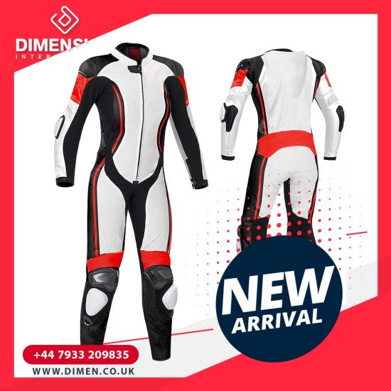 Ladies GP Red White Leather Racing Suit