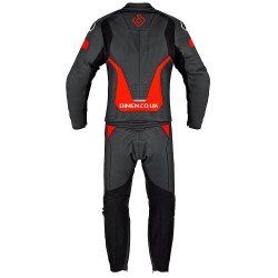Motorcycle 2 Piece Leather Suit Red Black