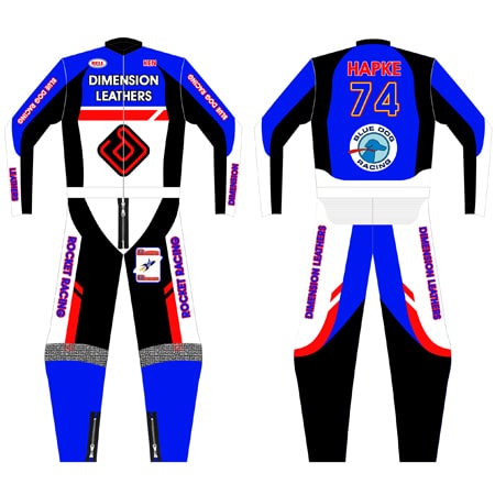 Custom flat track racing leather suit with enhanced design for racing