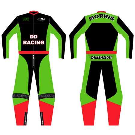 Flat track leather suit with custom fit and design options for riders