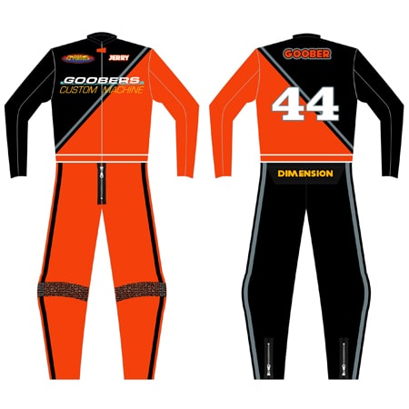 Flat track leather racing suit with option for Paramount armor upgrade