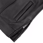 Mens Motorcycle Leather Vest with Collar - Image 8