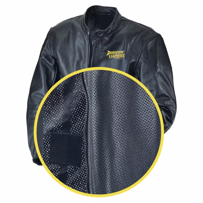 Men’s Perforated Motorcycle Leather Jacket Ventilated Racing Style - Image 4