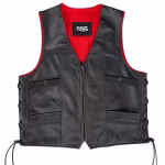 Mens Laced Motorcycle Vest with Red Lining